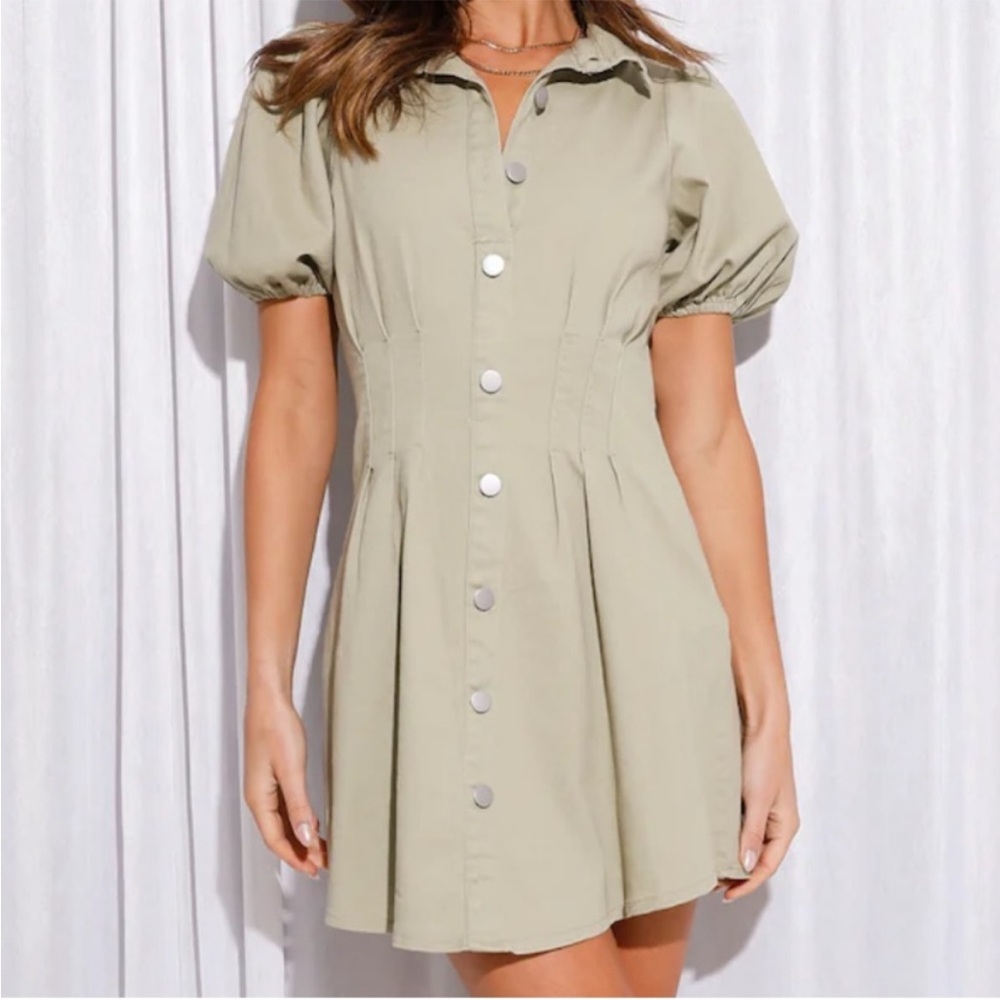 Hello Molly| Day Date Mini Dress Sage